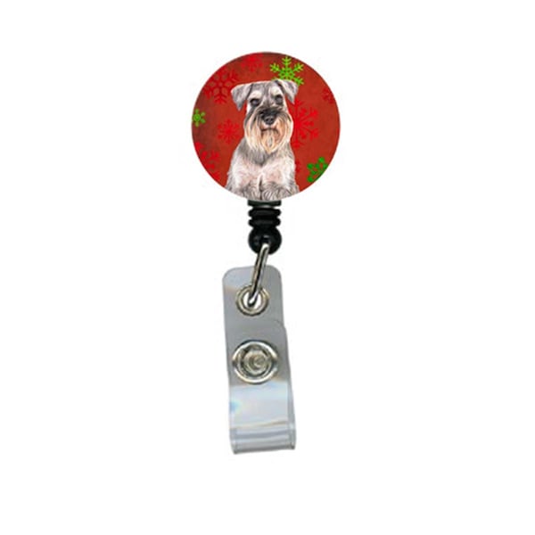 Teacher&Aposs Aid Red Snowflakes Holiday Christmas Schnauzer Retractable Badge Reel TE2924873 - main
